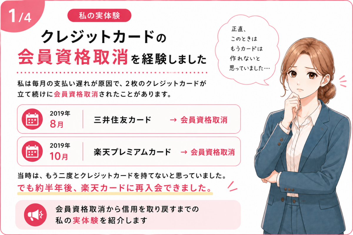 毎月の支払い遅れで三井住友カードと楽天プレミアムカードが会員資格取消になった実体験